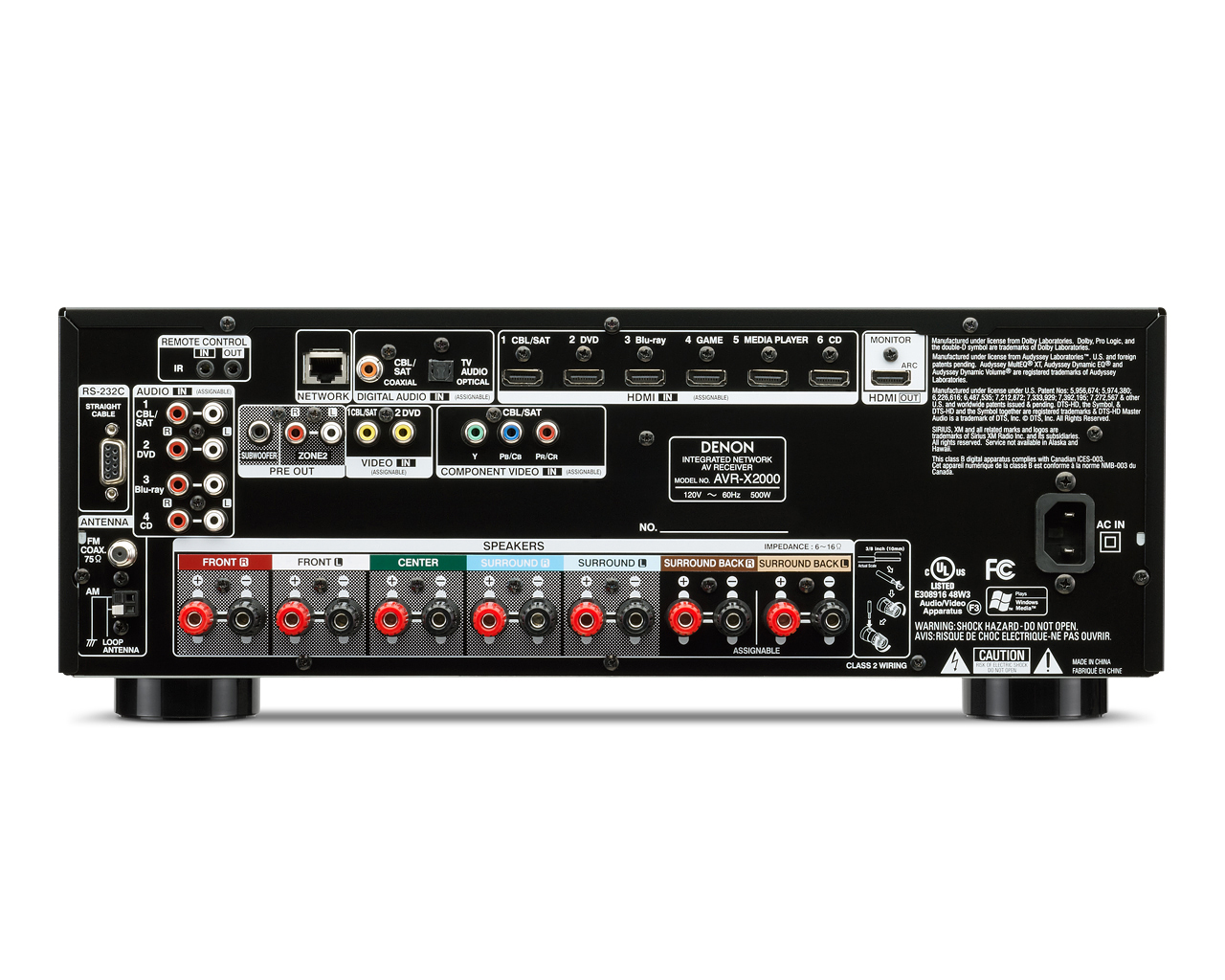 Denon AVRX2000 7.1ch Network AirPlay MultiZone Home Theater Receiver 665 Watts